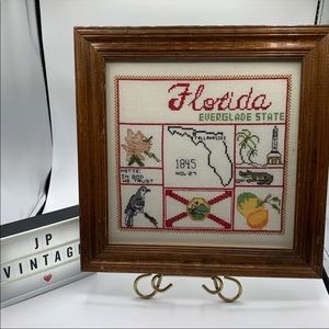 Florida framed cross stitch.